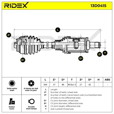 Drive Shaft RIDEX 13D0415 13D0415 - photo 7