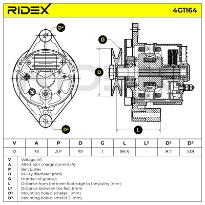 Alternator RIDEX 4G1186 4G1186 - photo 6