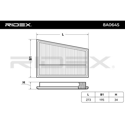 Air Filter RIDEX 8A0645 8A0645 - photo 6