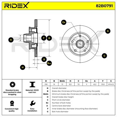 Brake Disc RIDEX 82B0791 82B0791 - photo 3