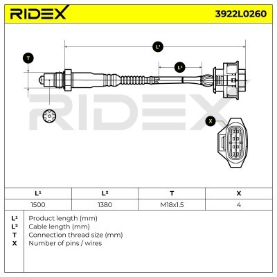 Lambda (Oxygen) Sensor RIDEX 3922L0260 3922L0260 - photo 6