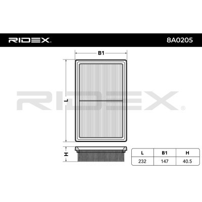 Air Filter RIDEX 8A0205 8A0205 - photo 6