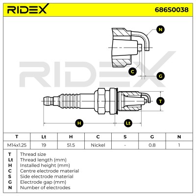 Spark Plug RIDEX 686S0038 686S0038 - photo 6