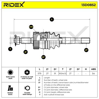 Drive Shaft RIDEX 13D0852 13D0852 - photo 6
