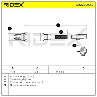 Lambda (Oxygen) Sensor RIDEX 3922L0552 3922L0552 - photo 6