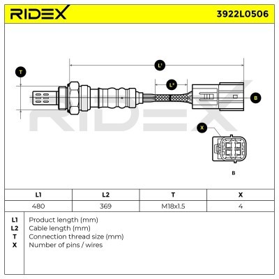 Lambda (Oxygen) Sensor RIDEX 3922L0506 3922L0506 - photo 6