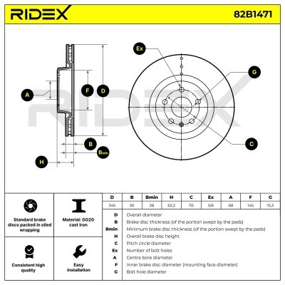 Brake Disc RIDEX 82B1471 82B1471 - photo 8