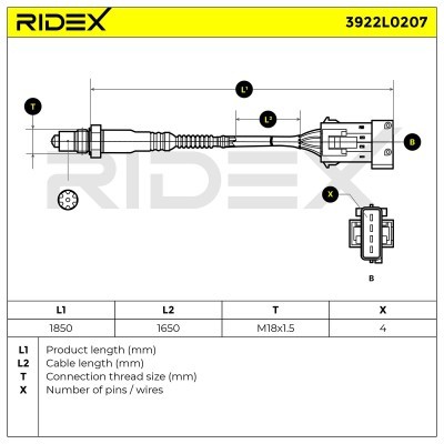 Lambda (Oxygen) Sensor RIDEX 3922L0207 3922L0207 - photo 5