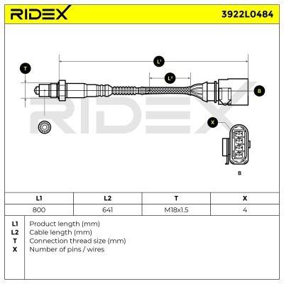 Lambda (Oxygen) Sensor RIDEX 3922L0484 3922L0484 - photo 6