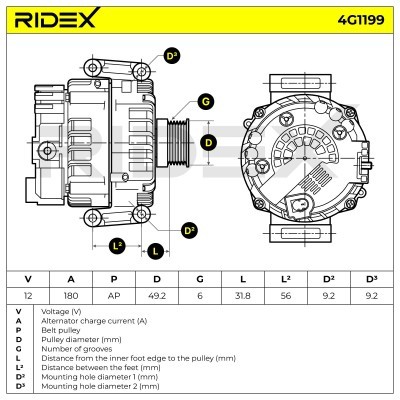 Alternator RIDEX 4G1199 4G1199 - photo 7