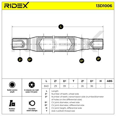 Drive Shaft RIDEX 13D1006 13D1006 - photo 5
