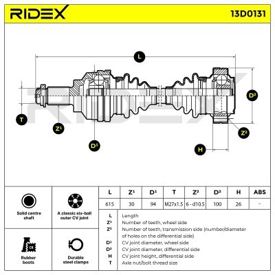 Drive Shaft RIDEX 13D0131 13D0131 - photo 3