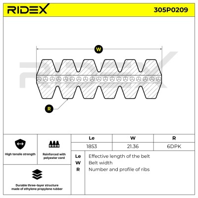 V-Ribbed Belt RIDEX 305P0209 305P0209 - photo 5