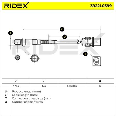 Lambda (Oxygen) Sensor RIDEX 3922L0399 3922L0399 - photo 6