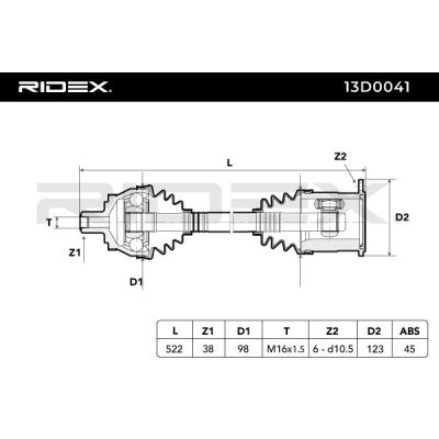Drive Shaft RIDEX 13D0041 13D0041 - photo 9