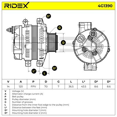 Alternator RIDEX 4G1390 4G1390 - photo 7