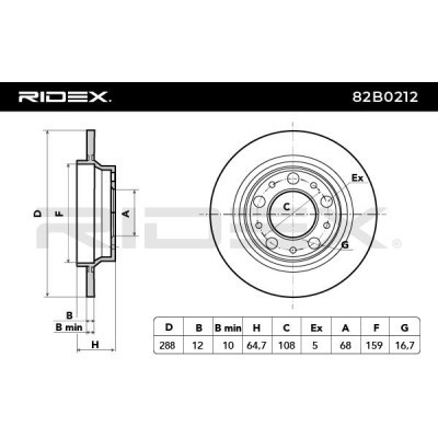 Brake Disc RIDEX 82B0212 82B0212 - photo 3