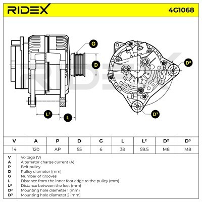 Alternator RIDEX 4G1068 4G1068 - photo 5