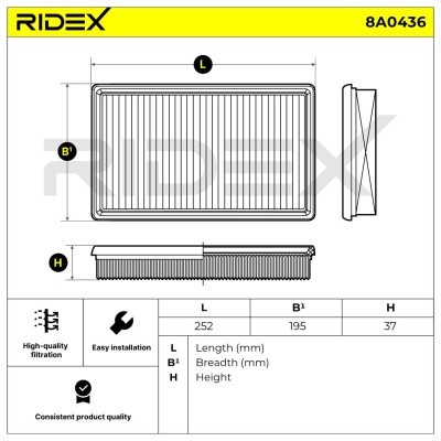 Air Filter RIDEX 8A0436 8A0436 - photo 6