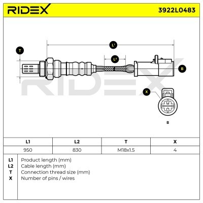 Lambda (Oxygen) Sensor RIDEX 3922L0483 3922L0483 - photo 6