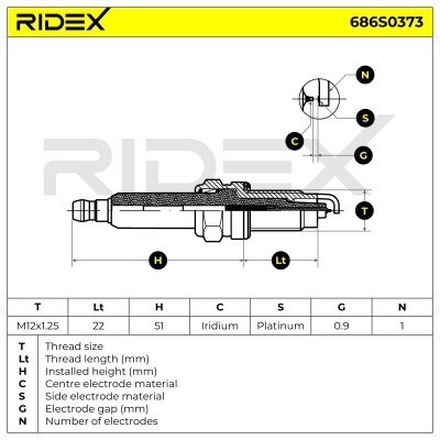 Spark Plug RIDEX 686S0373 686S0373 - photo 8