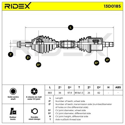 Drive Shaft RIDEX 13D0185 13D0185 - photo 3