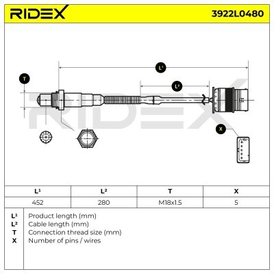 Lambda (Oxygen) Sensor RIDEX 3922L0480 3922L0480 - photo 6