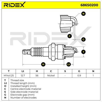 Spark Plug RIDEX 686S0200 686S0200 - photo 5