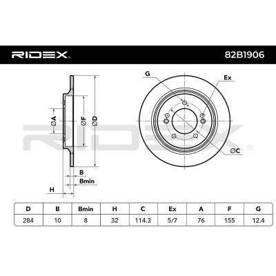 Brake Disc RIDEX 82B1906 82B1906 - photo 6