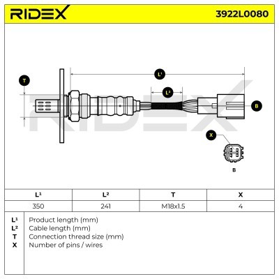 Lambda (Oxygen) Sensor RIDEX 3922L0080 3922L0080 - photo 7