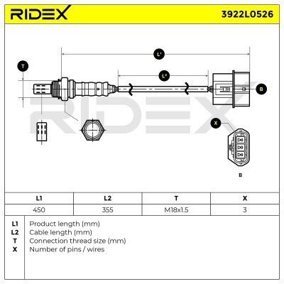 Lambda (Oxygen) Sensor RIDEX 3922L0526 3922L0526 - photo 6