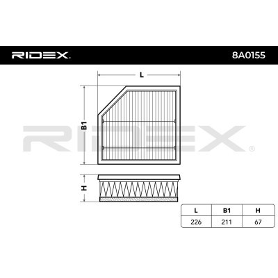 Air Filter RIDEX 8A0155 8A0155 - photo 3