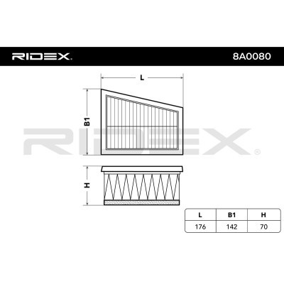 Air Filter RIDEX 8A0080 8A0080 - photo 3
