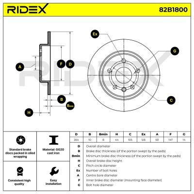 Brake Disc RIDEX 82B1800 82B1800 - photo 5