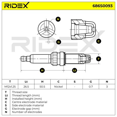 Spark Plug RIDEX 686S0093 686S0093 - photo 5