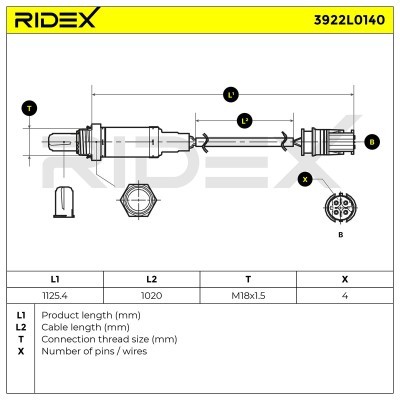 Lambda (Oxygen) Sensor RIDEX 3922L0140 3922L0140 - photo 5