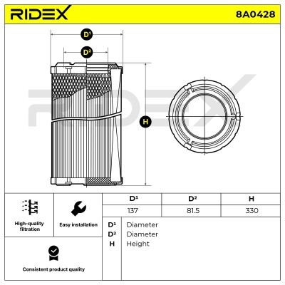 Air Filter RIDEX 8A0428 8A0428 - photo 5