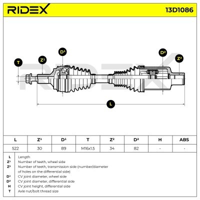 Drive Shaft RIDEX 13D1086 13D1086 - photo 7