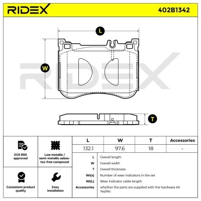 Brake Pads Set RIDEX 402B1342 402B1342 - photo 9