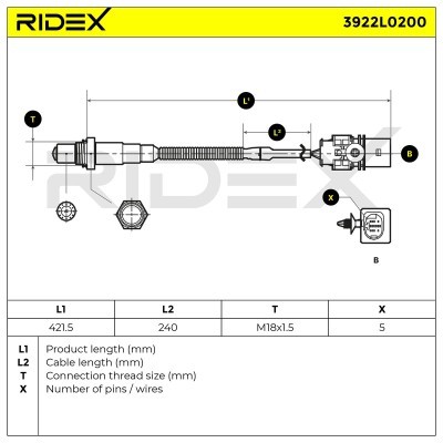 Lambda (Oxygen) Sensor RIDEX 3922L0200 3922L0200 - photo 5