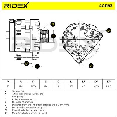 Alternator RIDEX 4G1193 4G1193 - photo 8