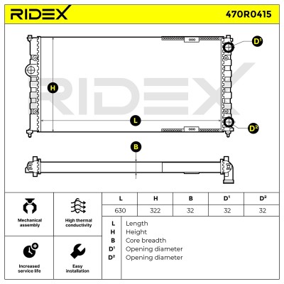 Radiator, Engine Cooling RIDEX 470R0415 470R0415 - photo 3