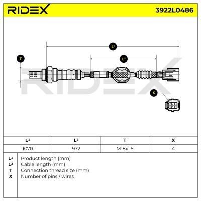 Lambda (Oxygen) Sensor RIDEX 3922L0486 3922L0486 - photo 6