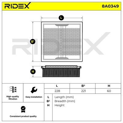 Air Filter RIDEX 8A0349 8A0349 - photo 5