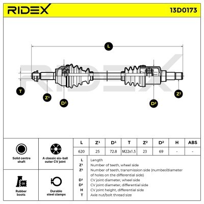 Drive Shaft RIDEX 13D0173 13D0173 - photo 6
