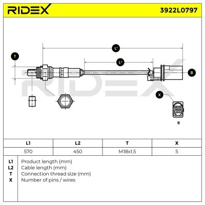 Lambda (Oxygen) Sensor RIDEX 3922L0797 3922L0797 - photo 7