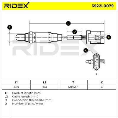 Lambda (Oxygen) Sensor RIDEX 3922L0079 3922L0079 - photo 5