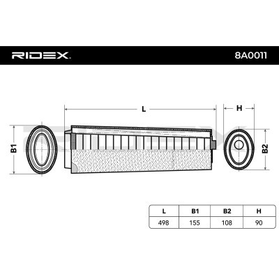 Air Filter RIDEX 8A0011 8A0011 - photo 2