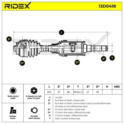 Drive Shaft RIDEX 13D0418 13D0418 - photo 6