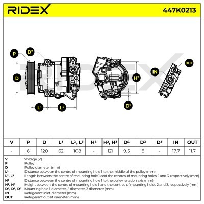Compressor, Air Conditioning OPEL ASTRA J 447K0213 - photo 7